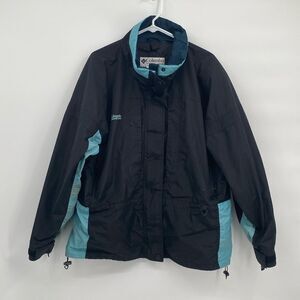 Vintage Columbia 3 in 1 Winter Jacket fleece Coat Black Teal Women's Large